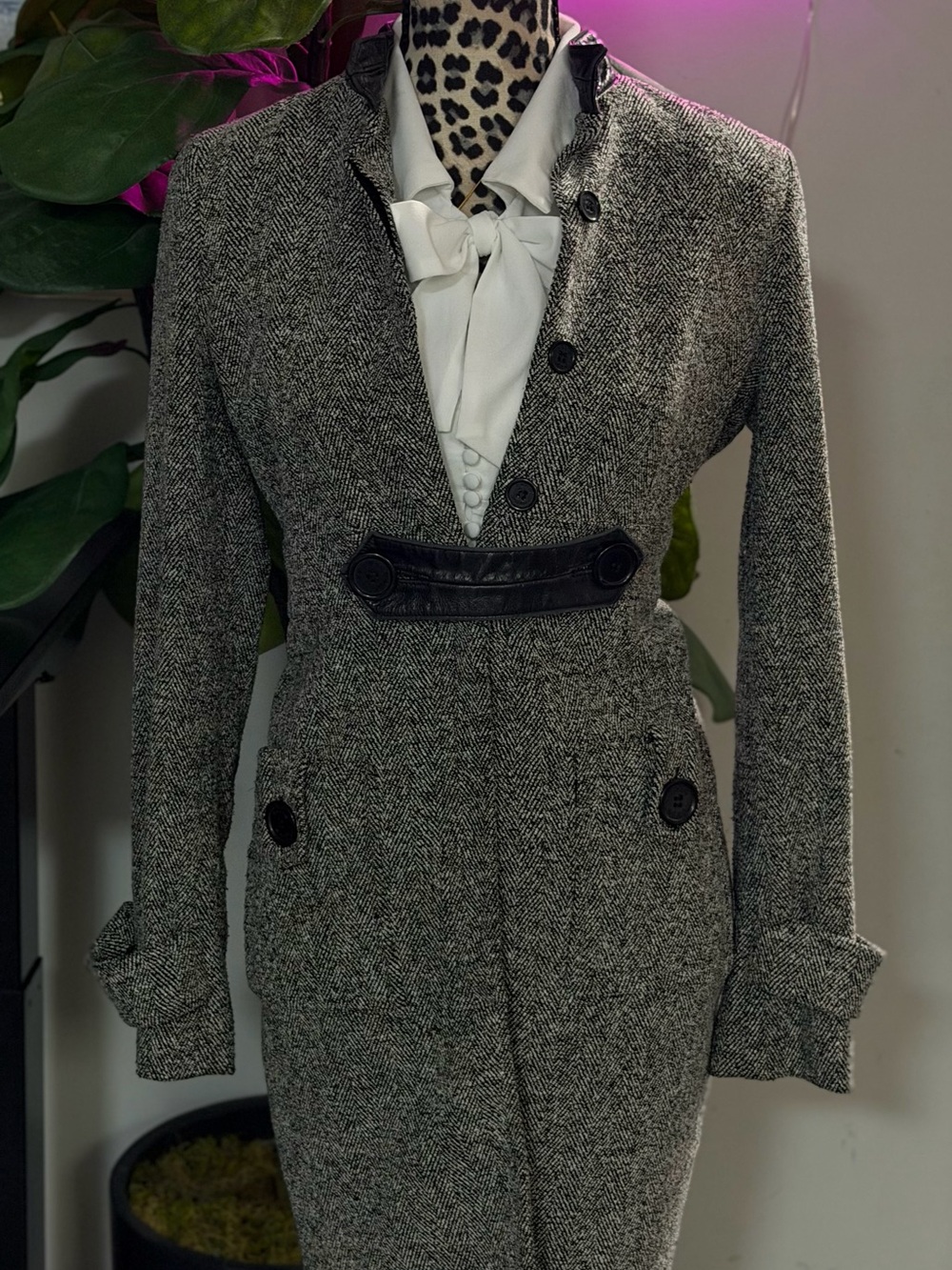 Vintage Y2K • Bebe • Herringbone Wool Blend Coat | S